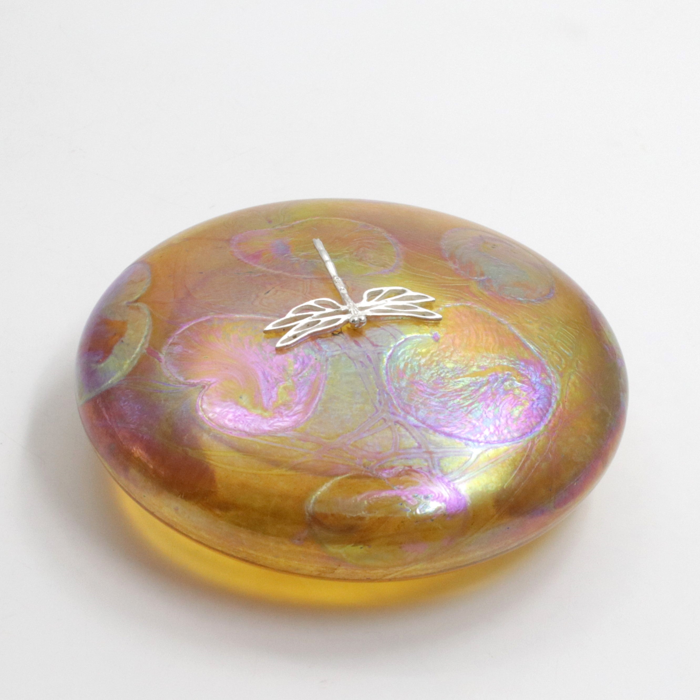 Dragonfly Lily Disc Paperweight