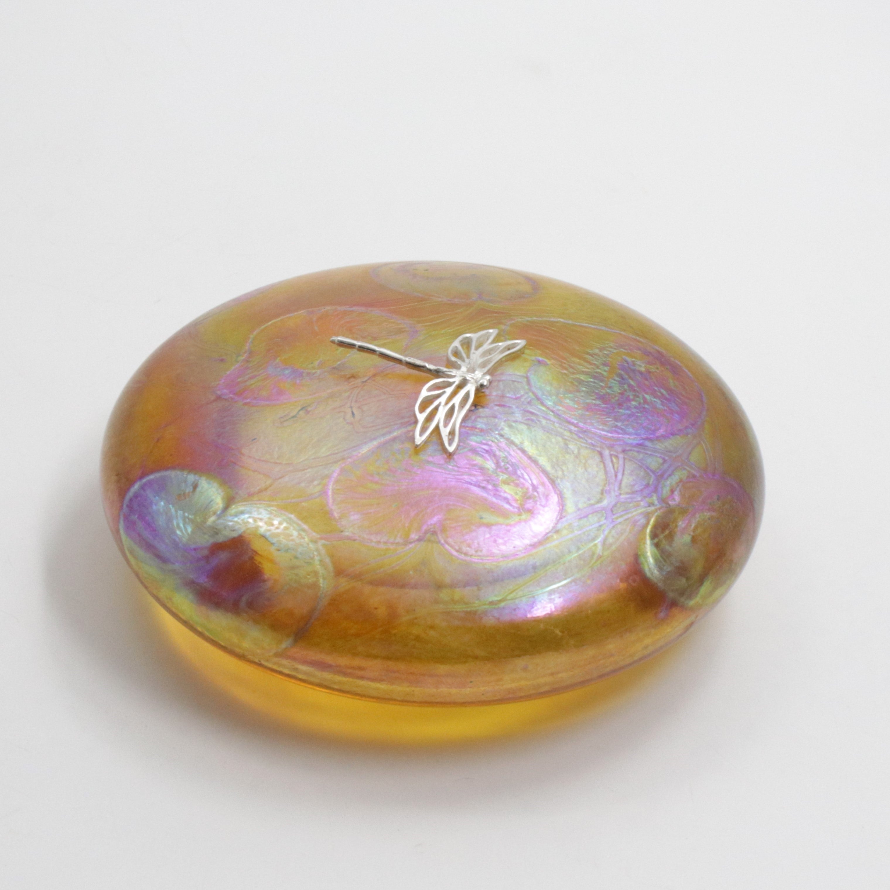 Dragonfly Lily Disc Paperweight