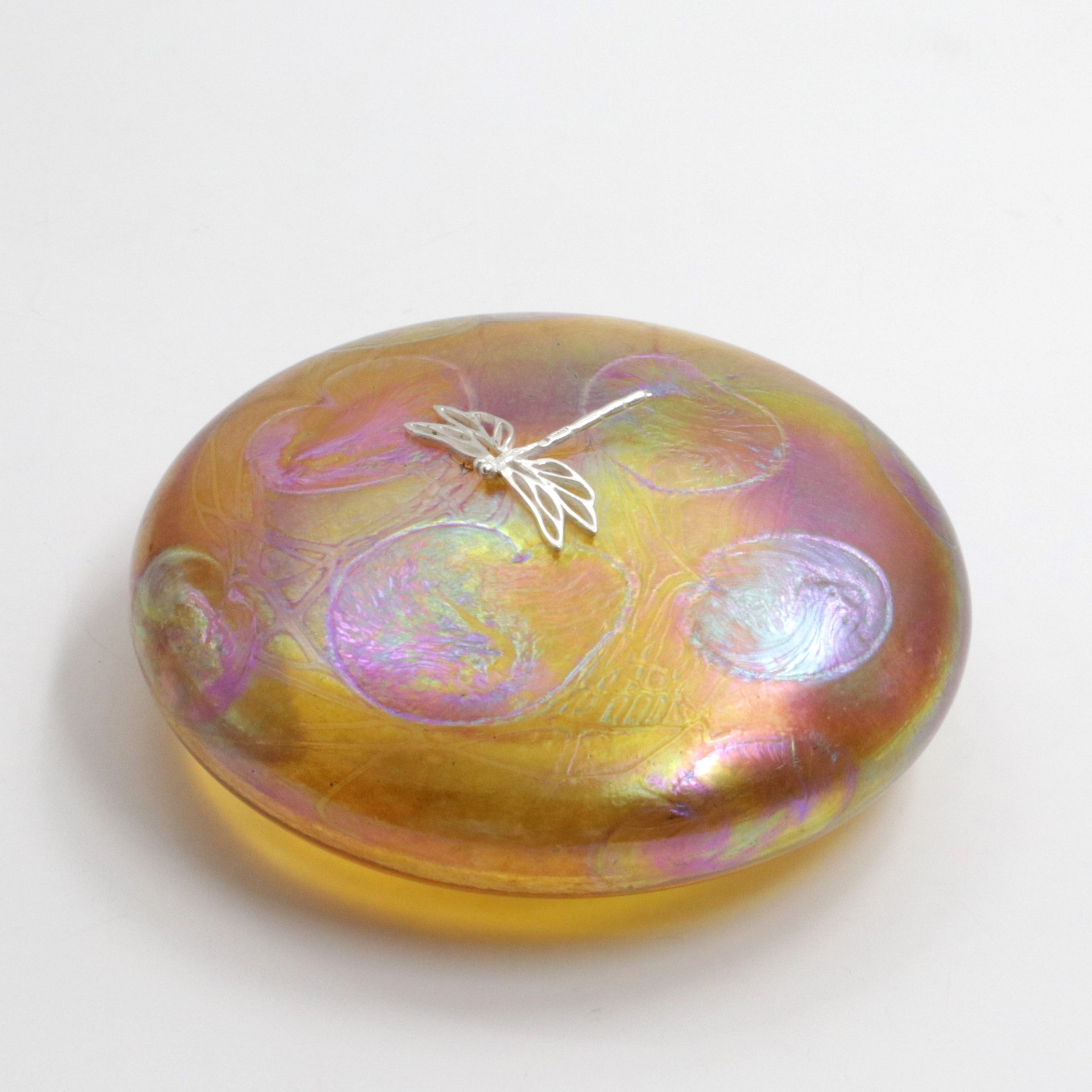 Dragonfly Lily Disc Paperweight