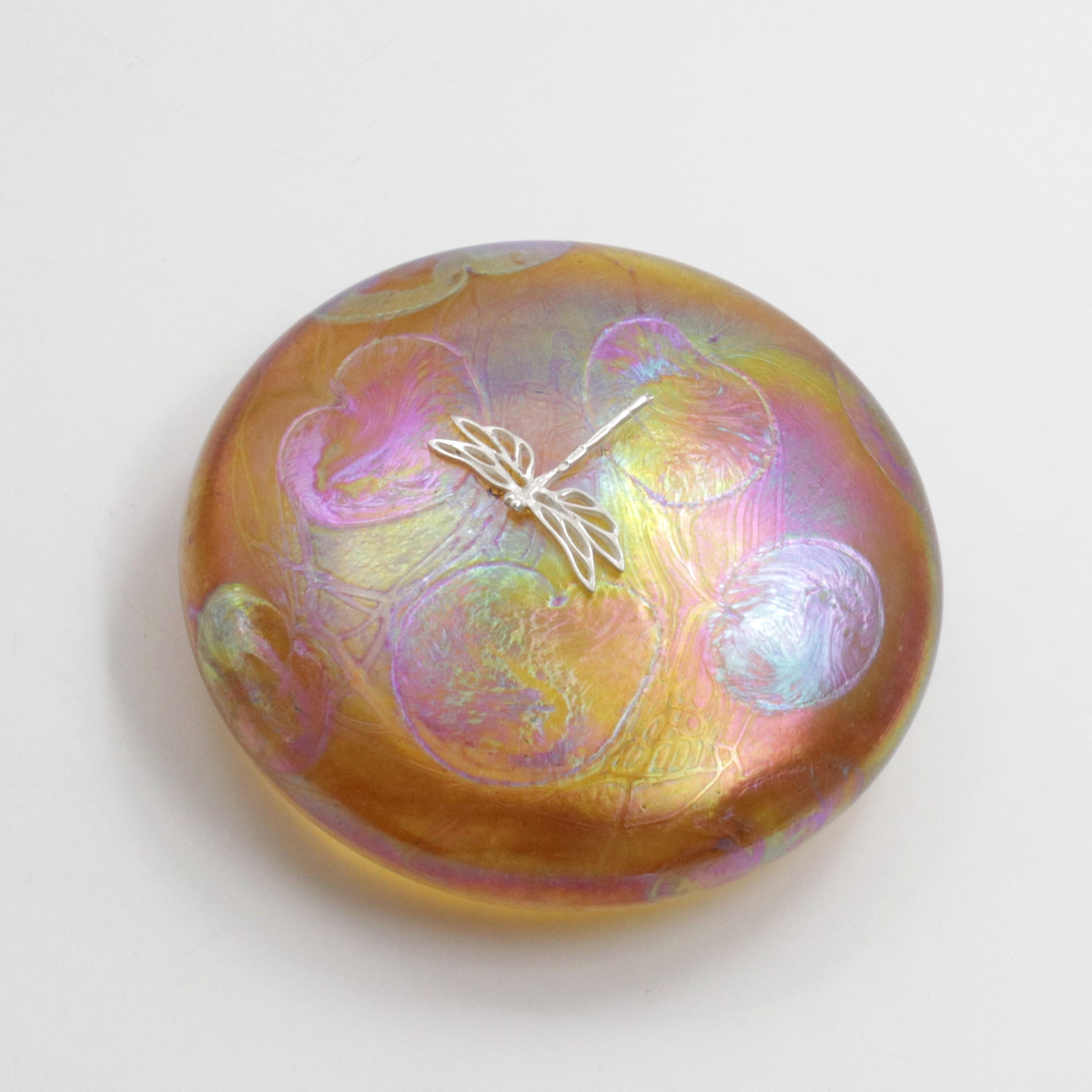Dragonfly Lily Disc Paperweight