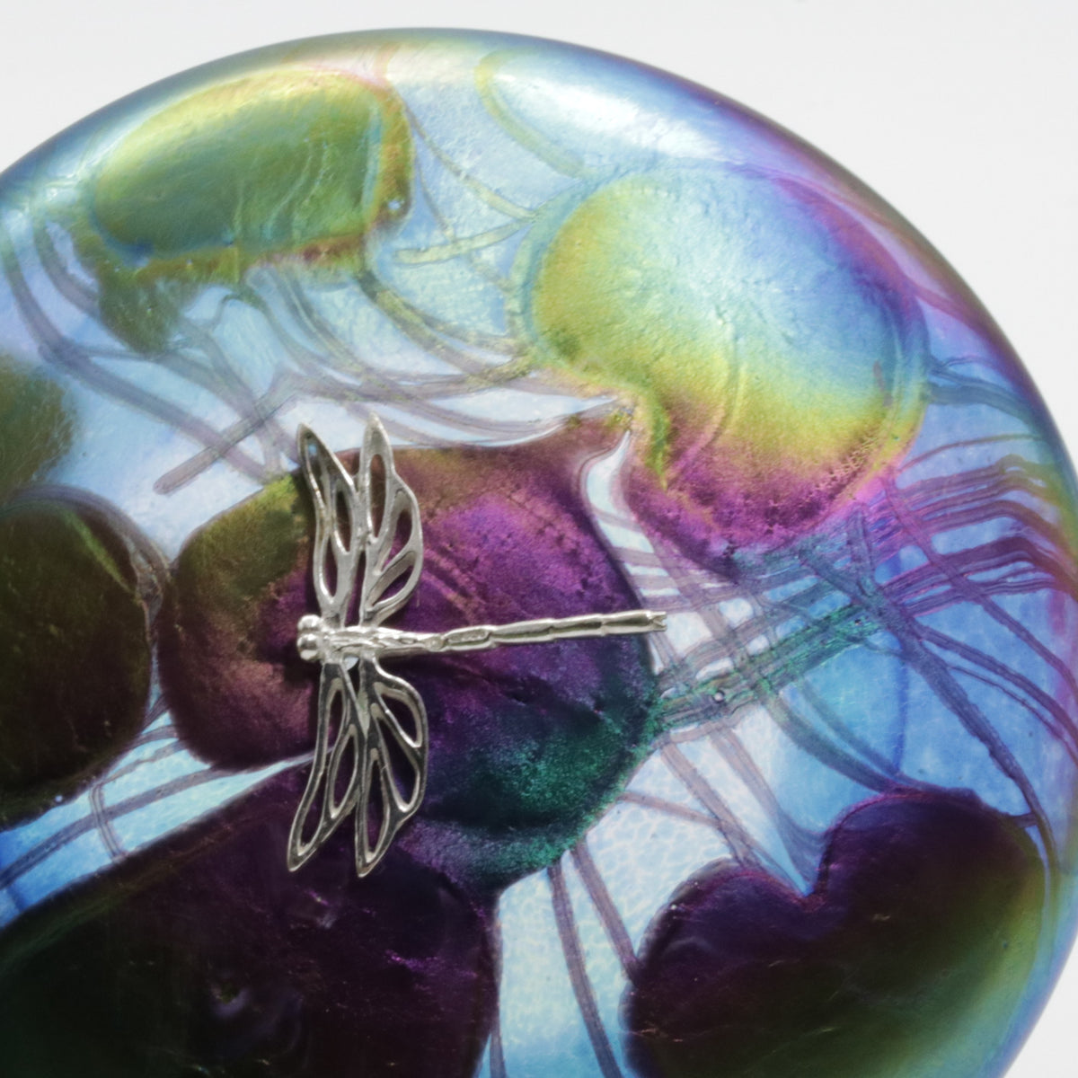 Dragonfly Lily Disc Paperweight