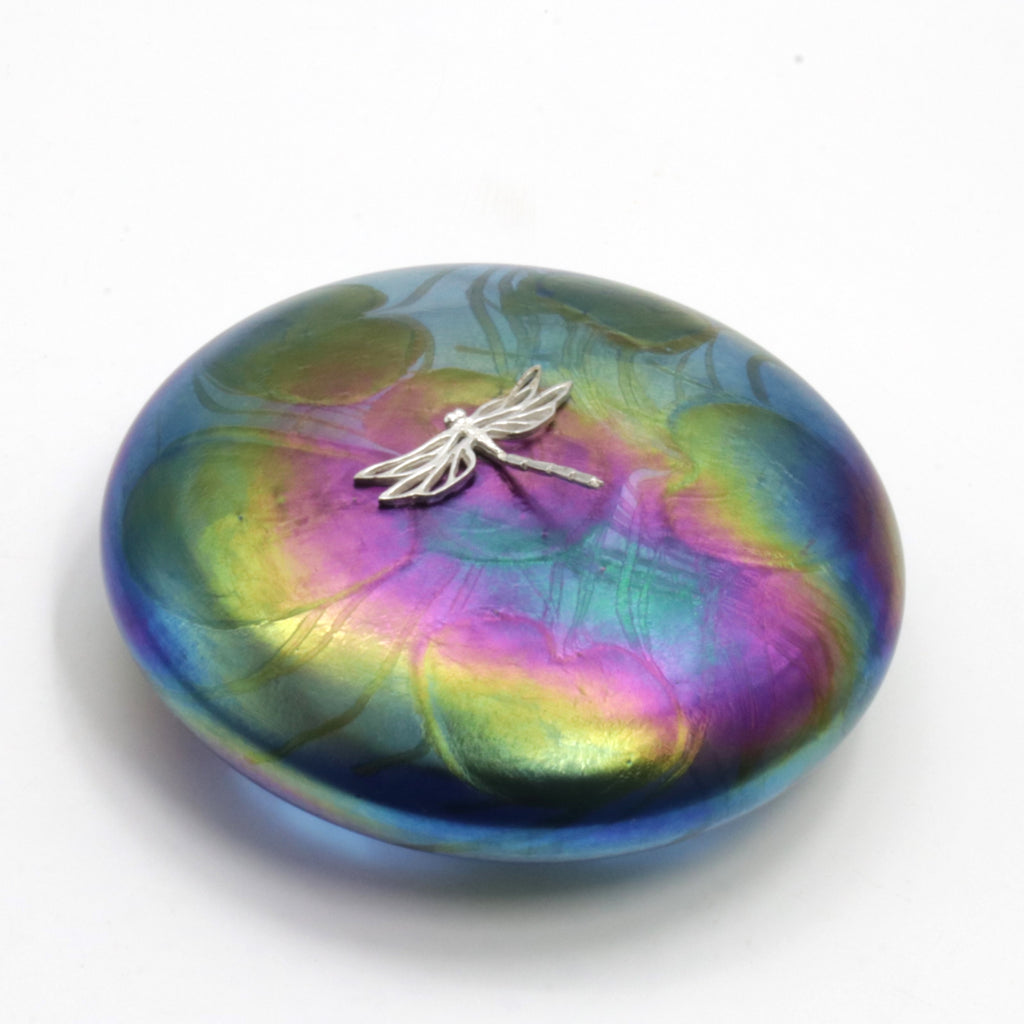 Dragonfly Lily Disc Paperweight