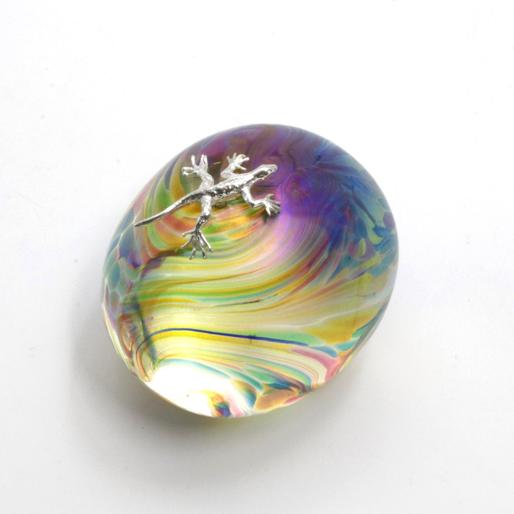 Dinosaur Egg with Silver Gecko