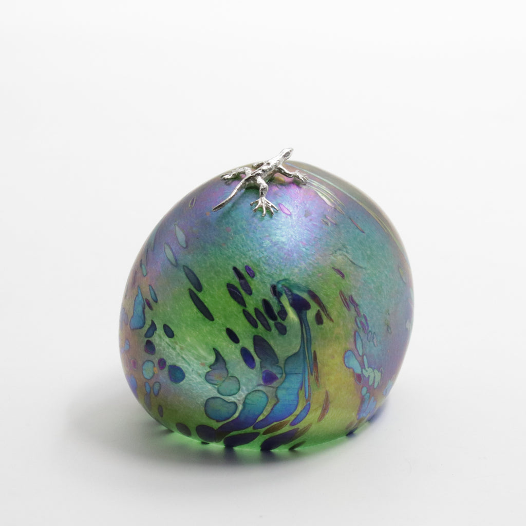 Dinosaur Egg with sterling Silver Gecko
