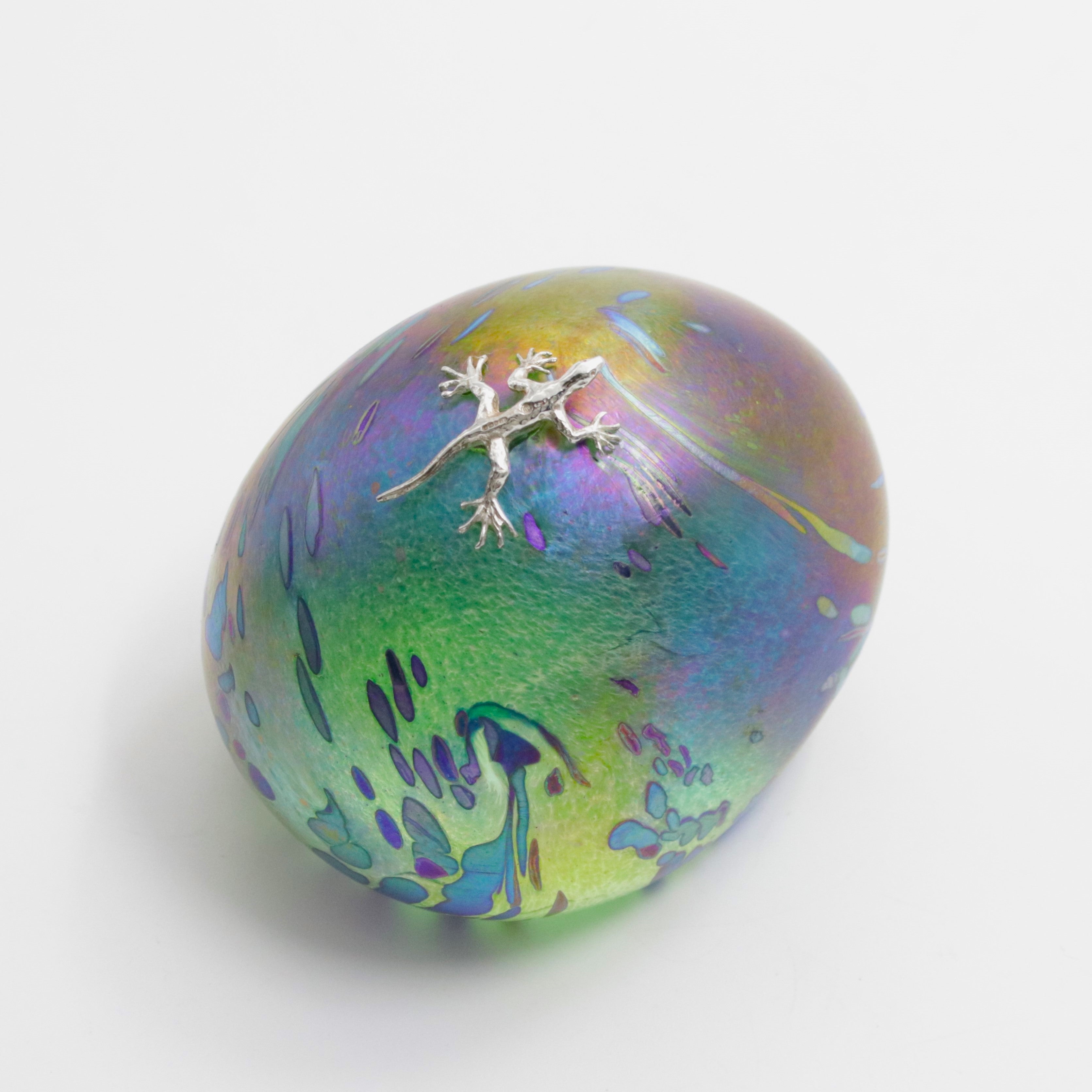 Dinosaur Egg with sterling Silver Gecko