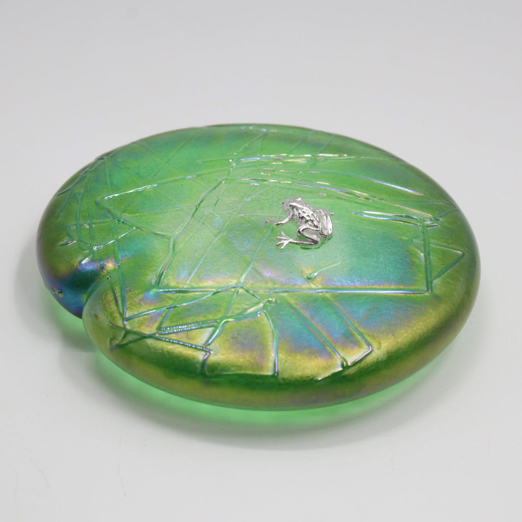 Green Lily  Pad with Sterling Silver Frog