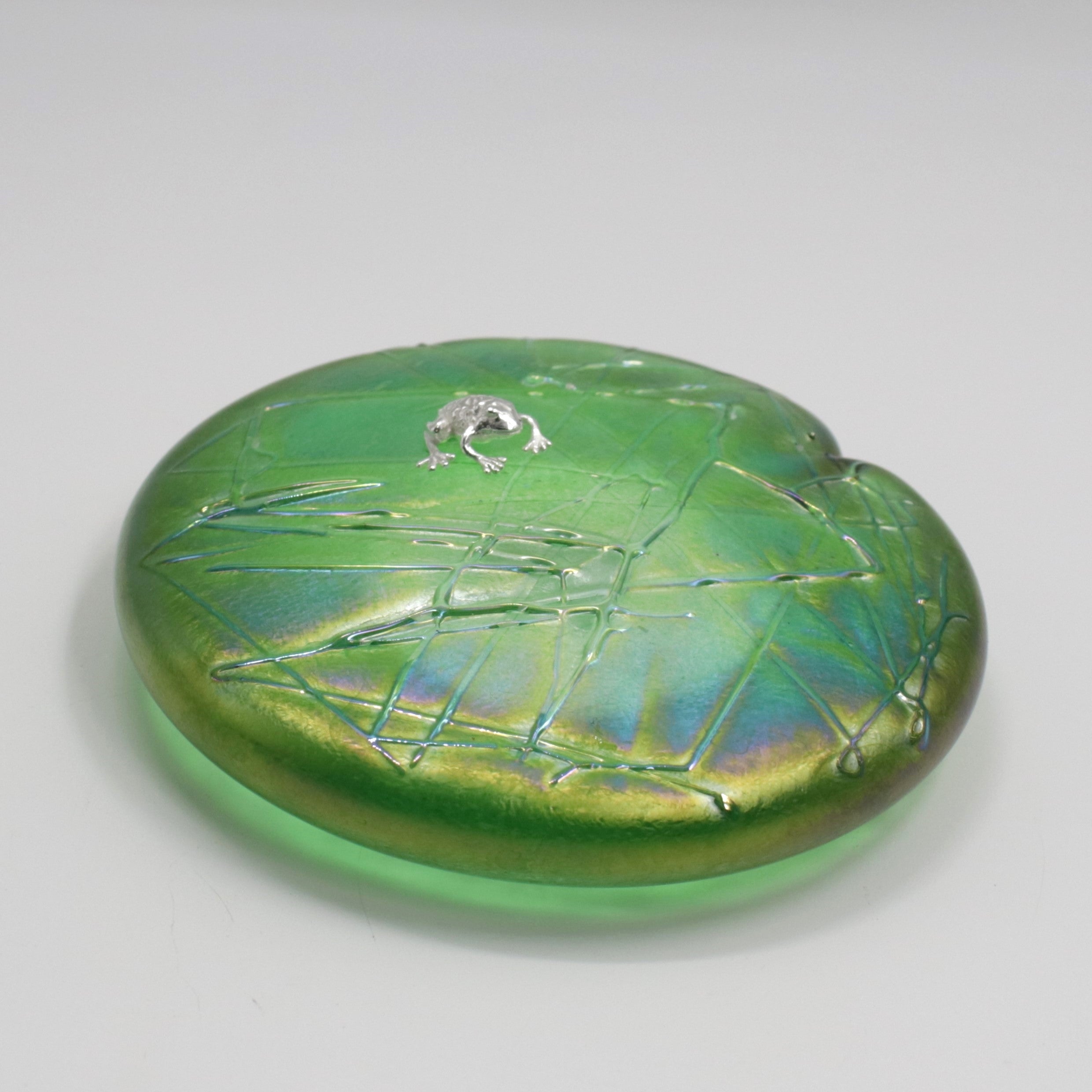 Green Lily  Pad with Sterling Silver Frog