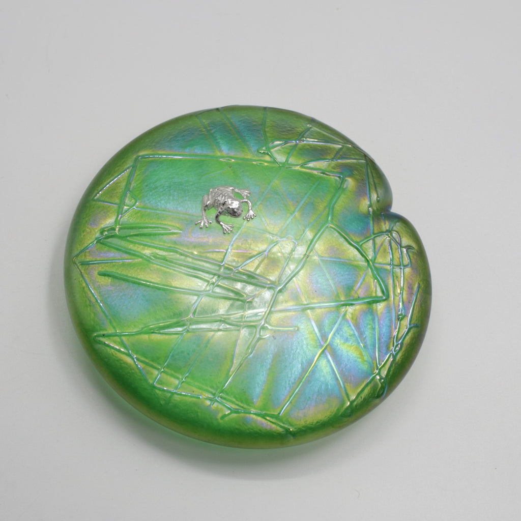 Green Lily  Pad with Sterling Silver Frog