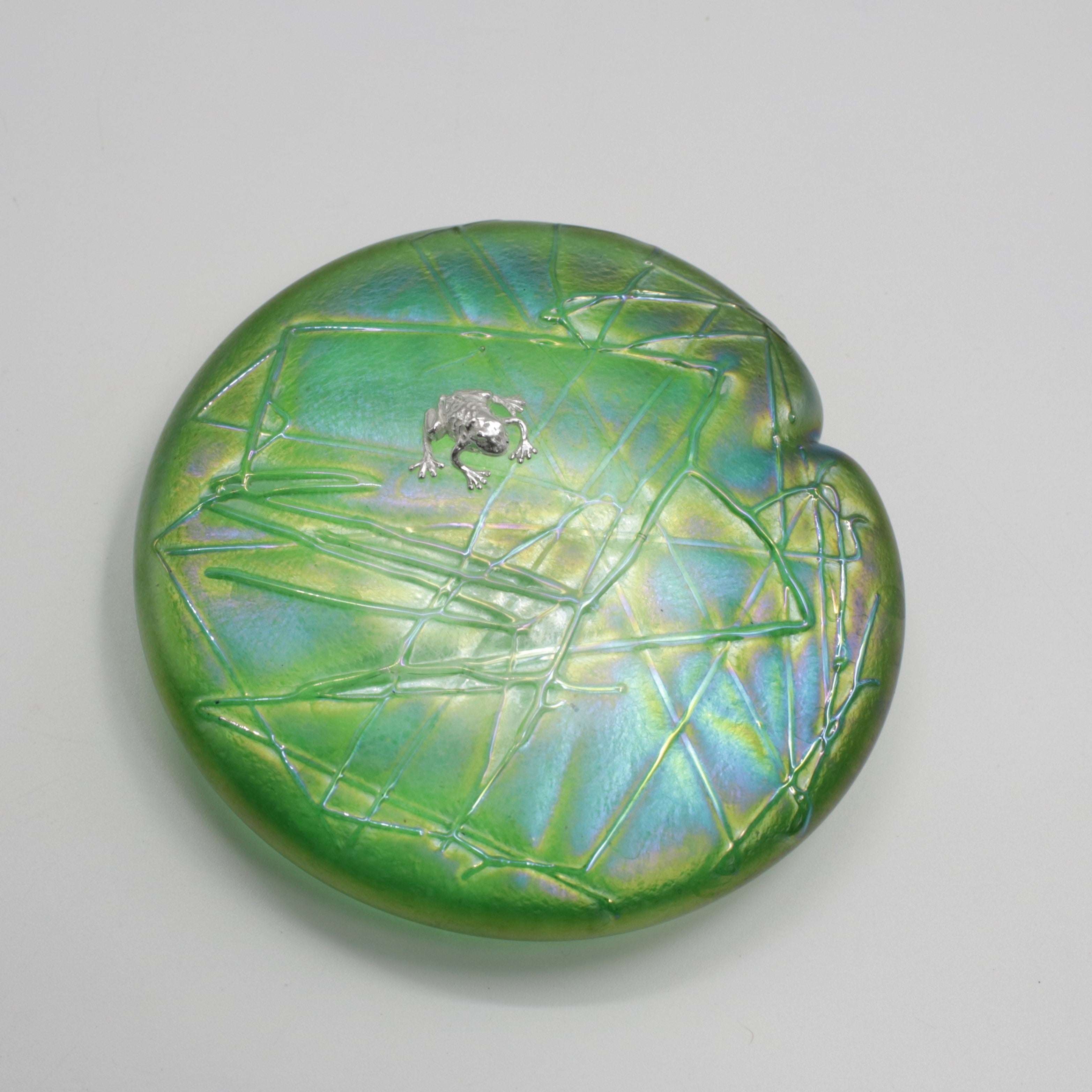 Green Lily  Pad with Sterling Silver Frog