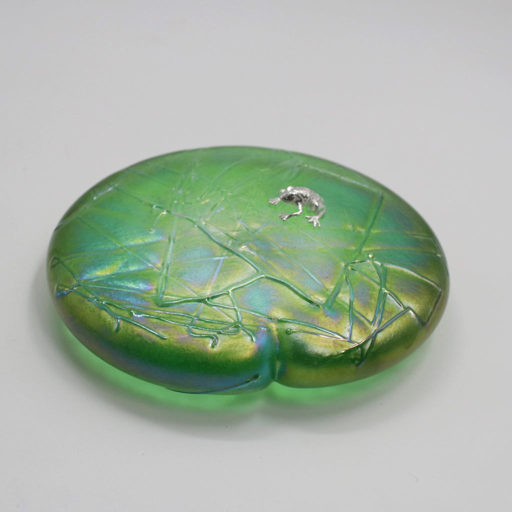 Green Lily  Pad with Sterling Silver Frog