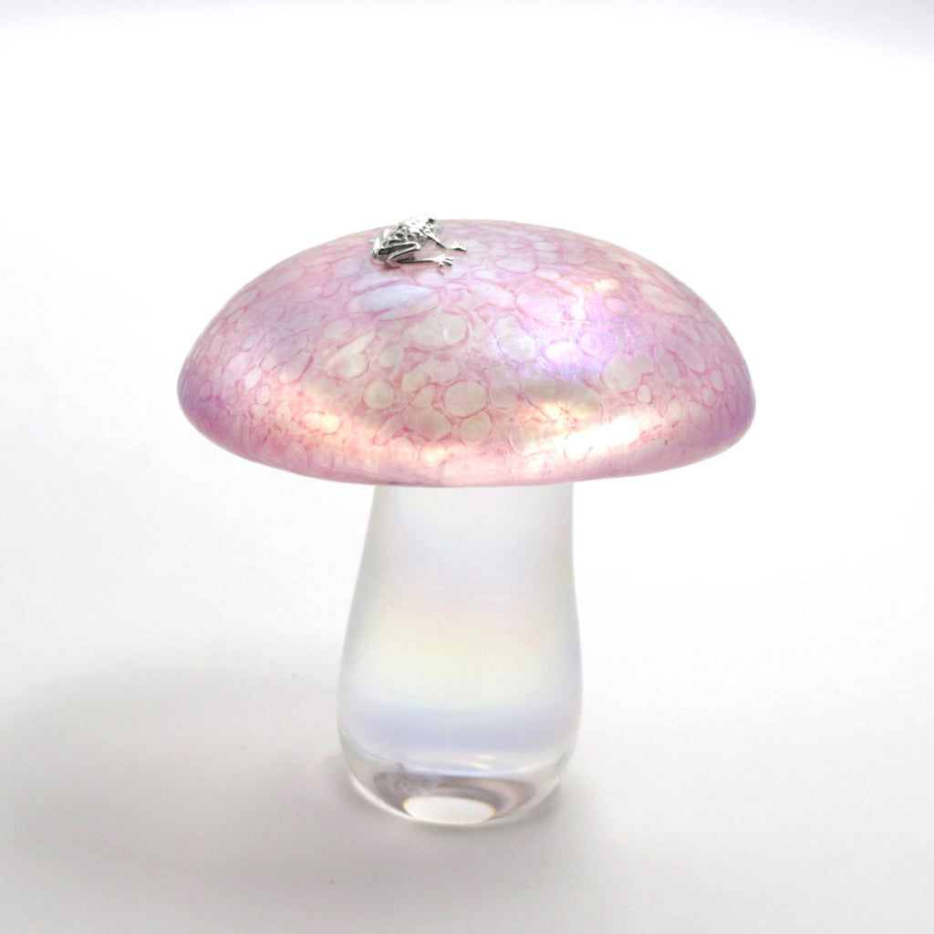Glass Mushroom with Sterling Silver Frog