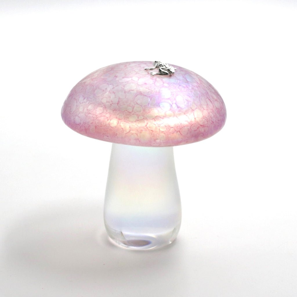 Glass Mushroom with Sterling Silver Frog