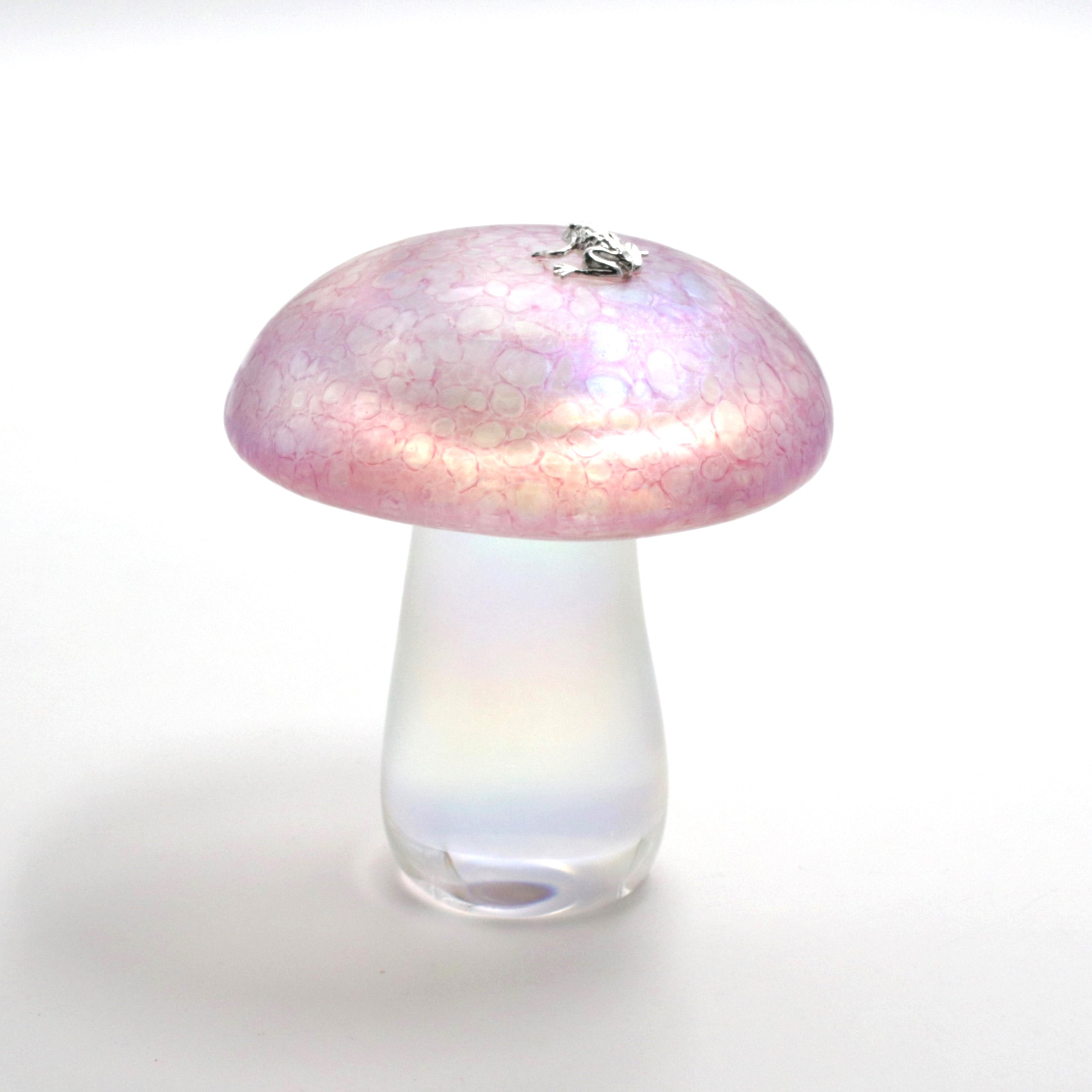 Glass Mushroom with Sterling Silver Frog