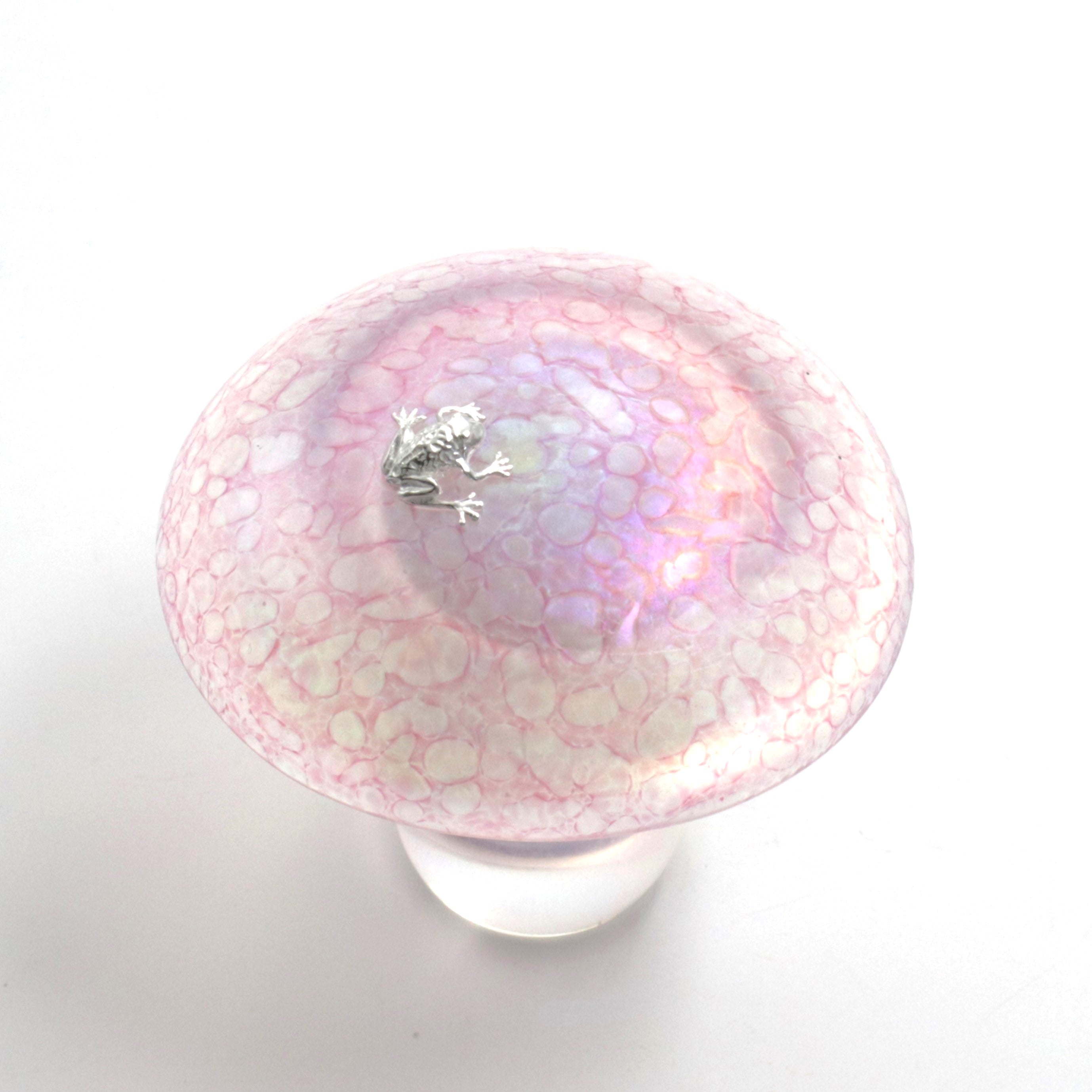 Glass Mushroom with Sterling Silver Frog