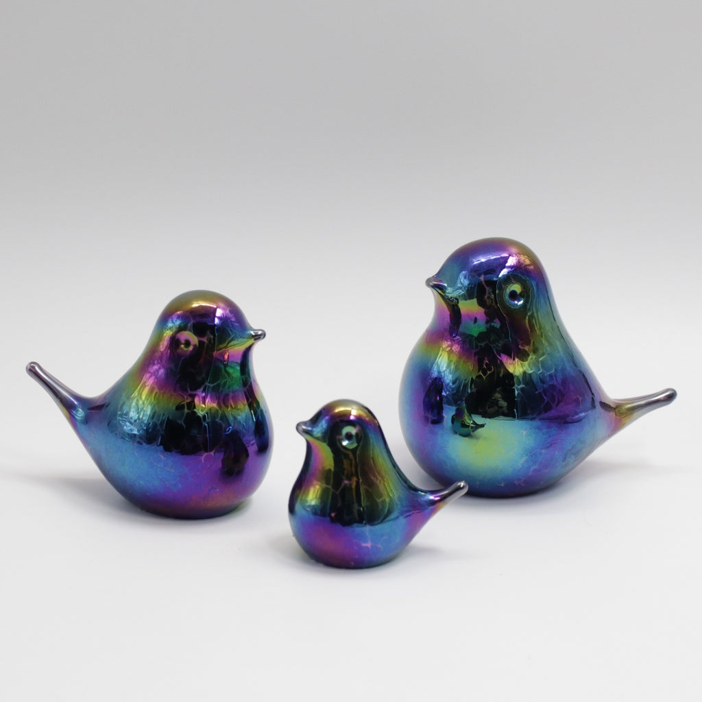 Iridescent Glass Black Birds
