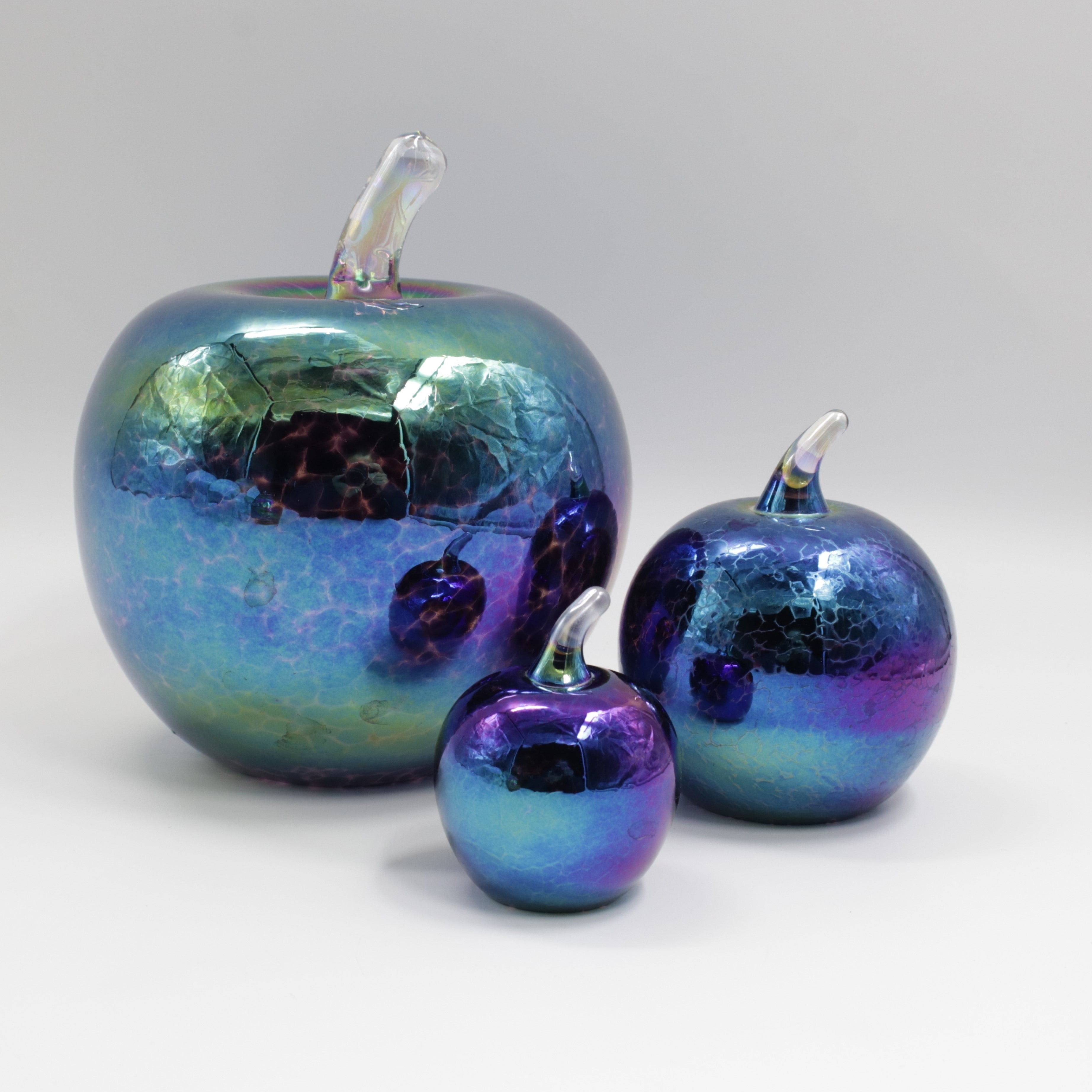 Set of Iridescent Glass Apples