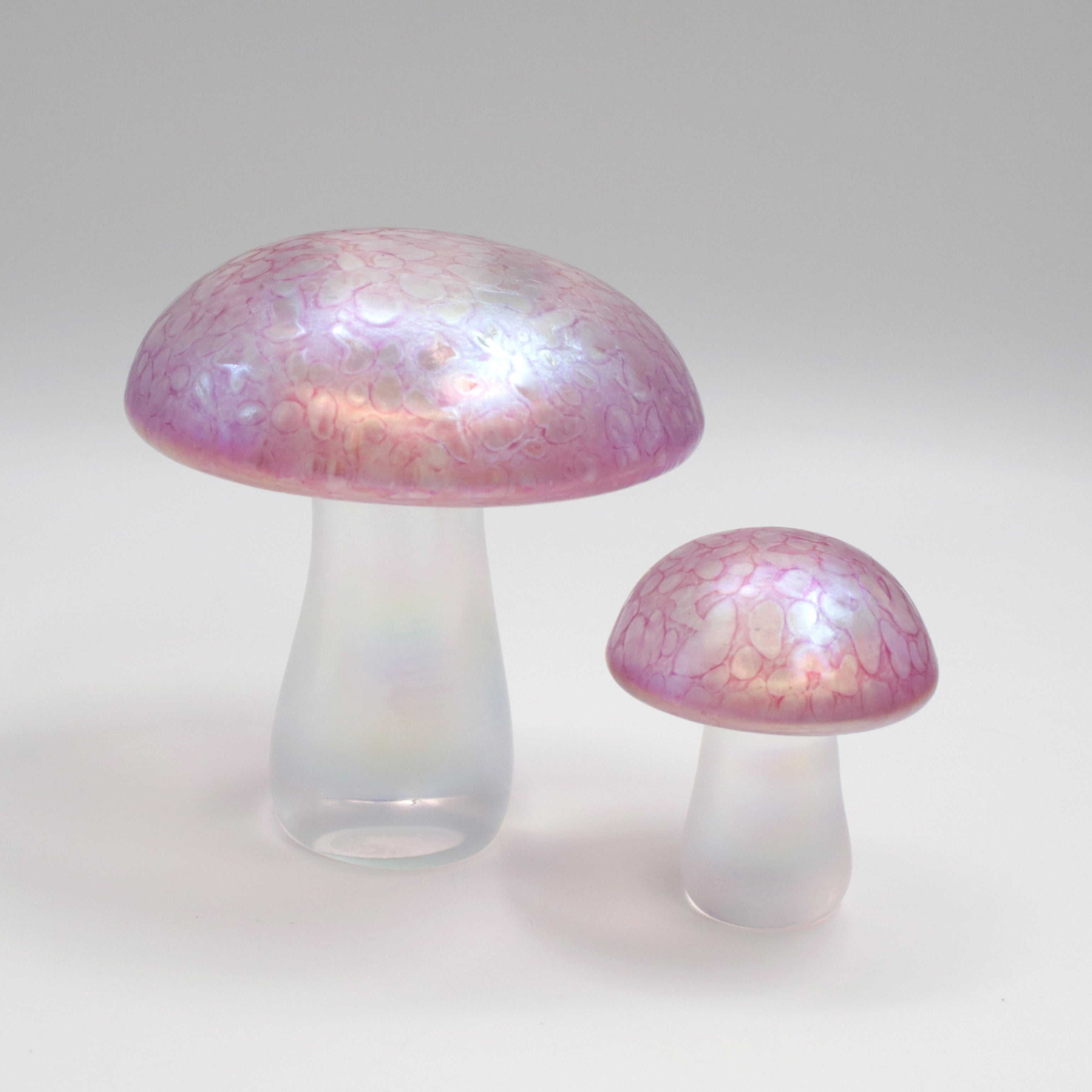 Set of Two Pink Iridescent Mushrooms