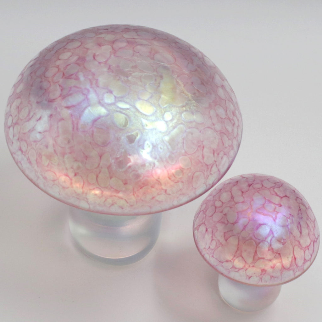 Set of Two Pink Iridescent Mushrooms