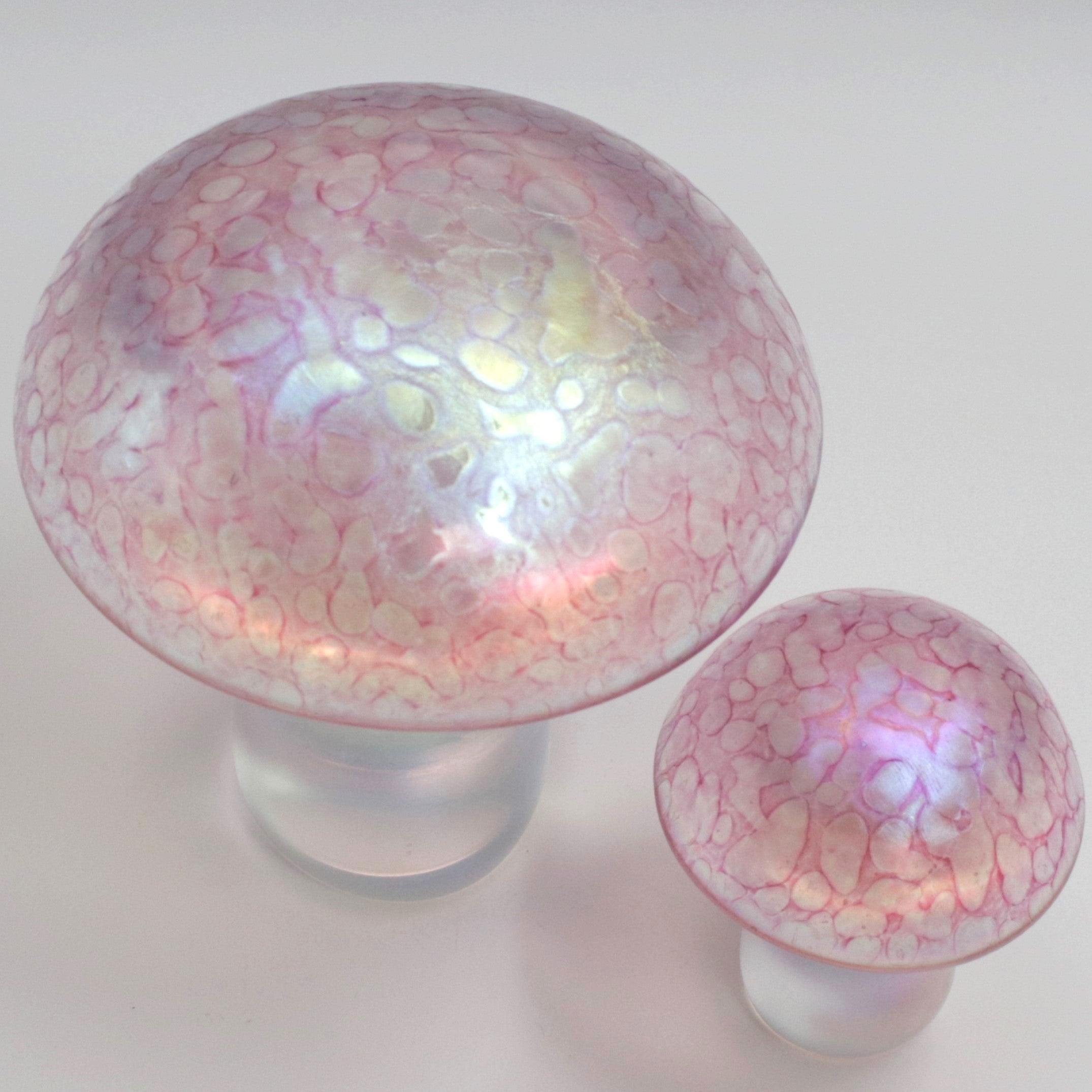 Set of Two Pink Iridescent Mushrooms