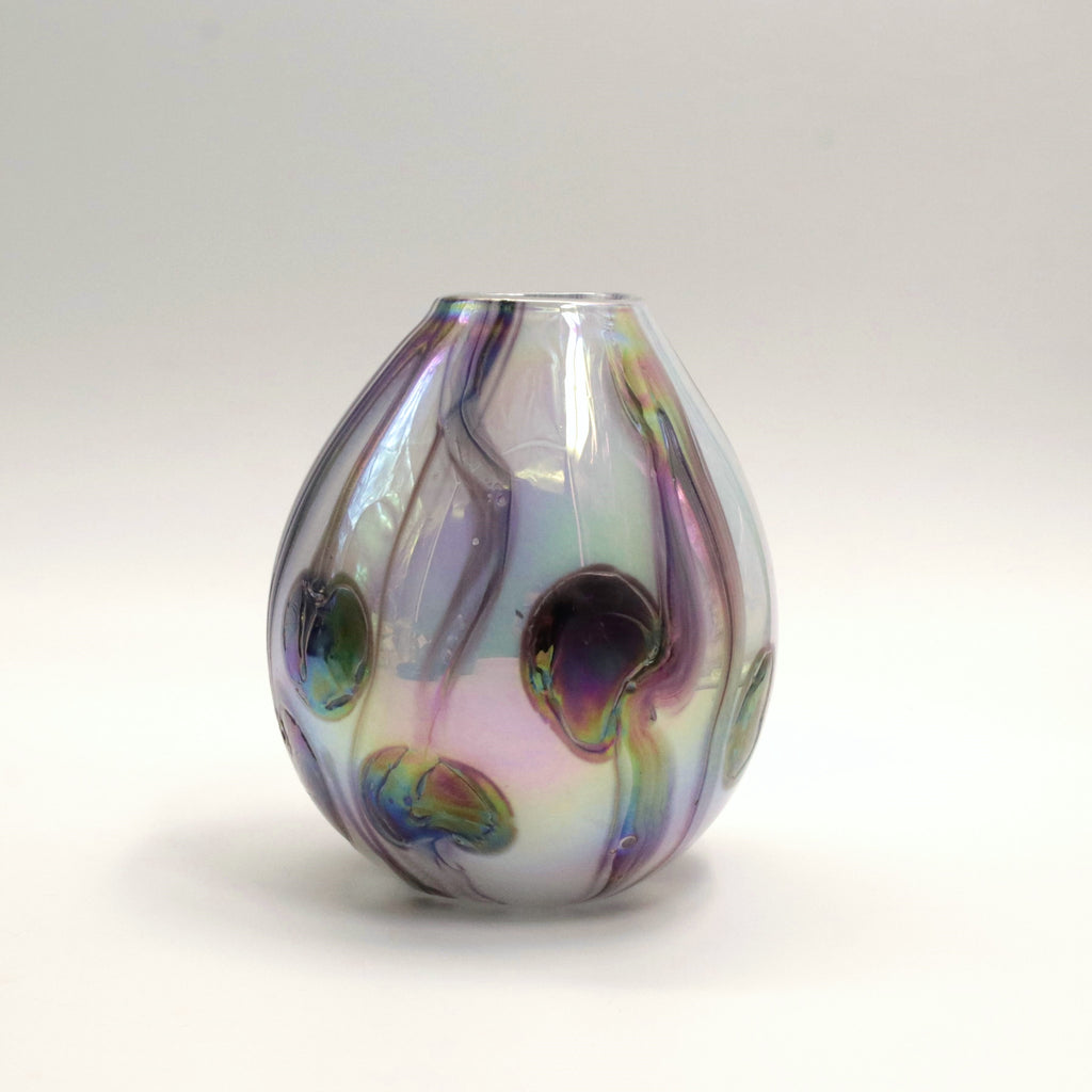 White and Black Lily Trail Glass Vase
