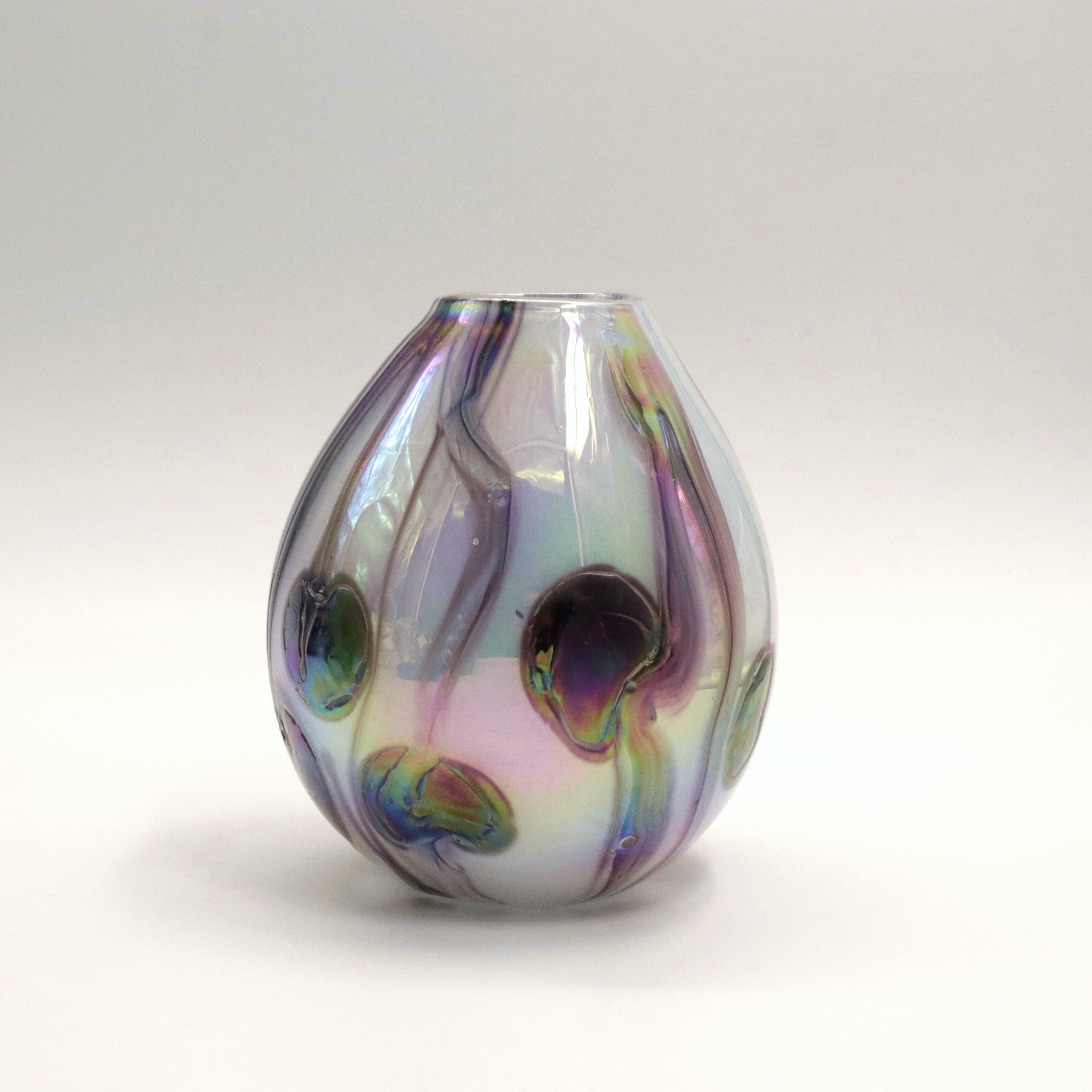 White and Black Lily Trail Glass Vase