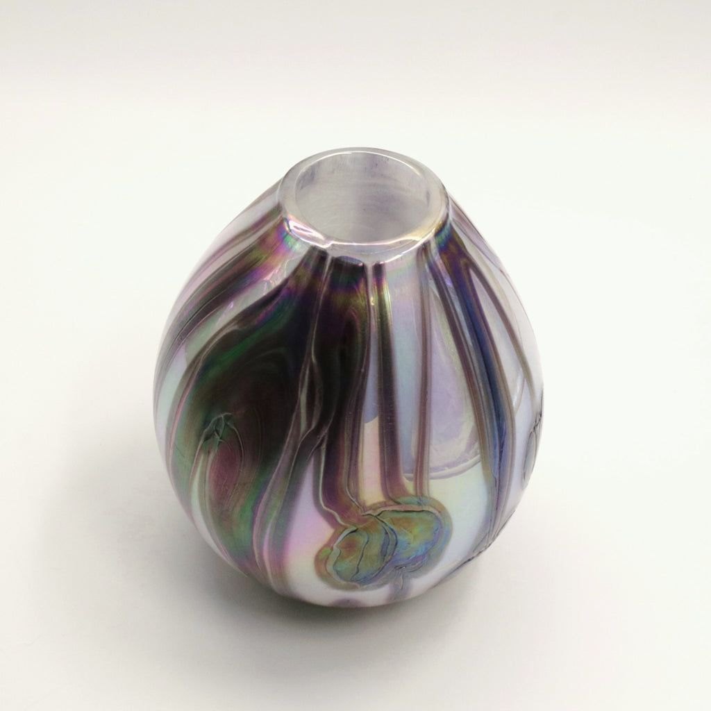 White and Black Lily Trail Glass Vase