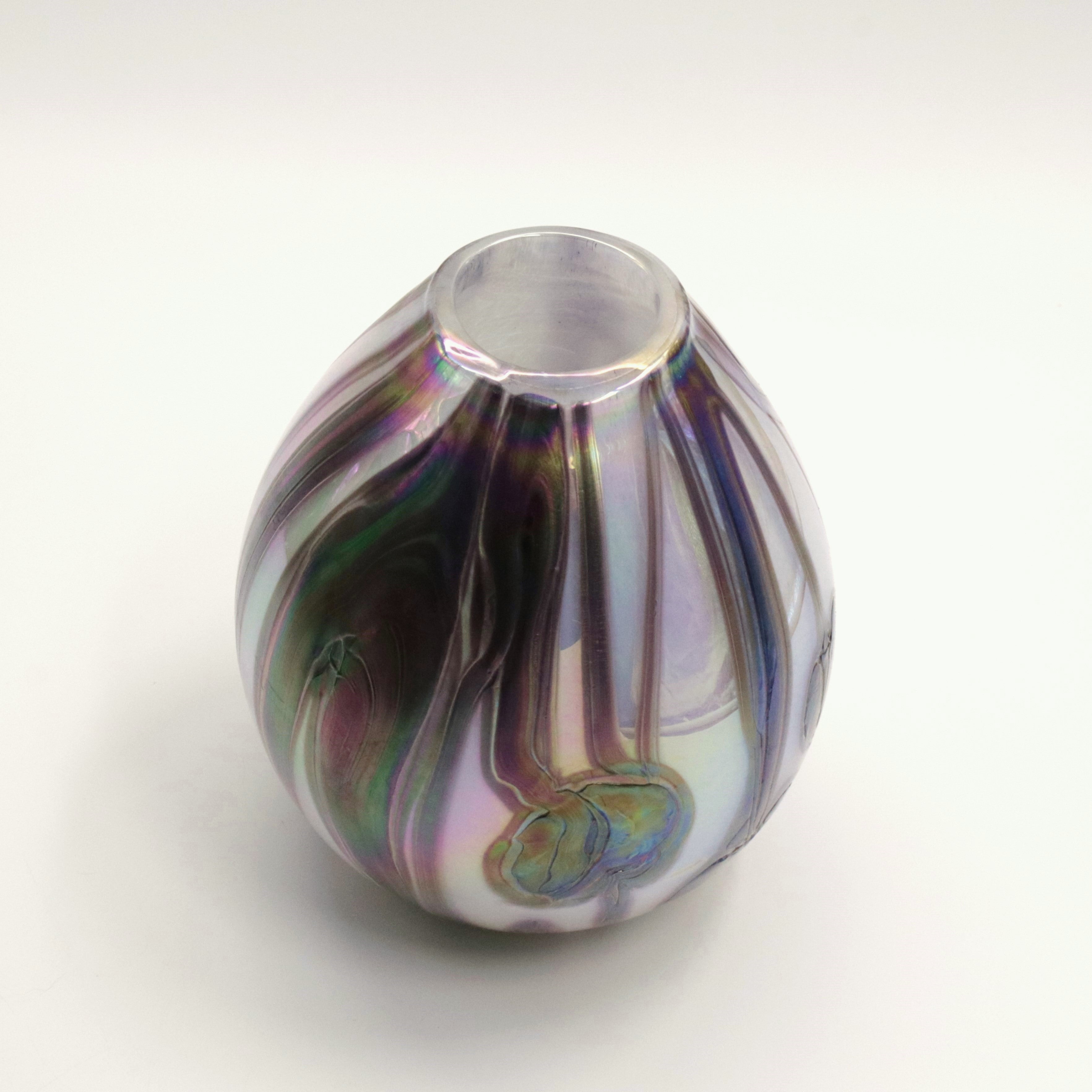 White and Black Lily Trail Glass Vase