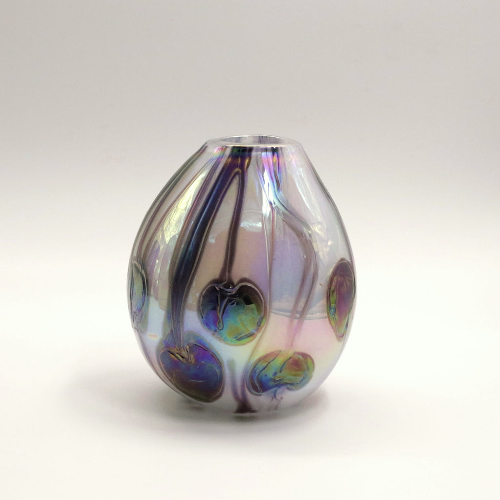 White and Black Lily Trail Glass Vase