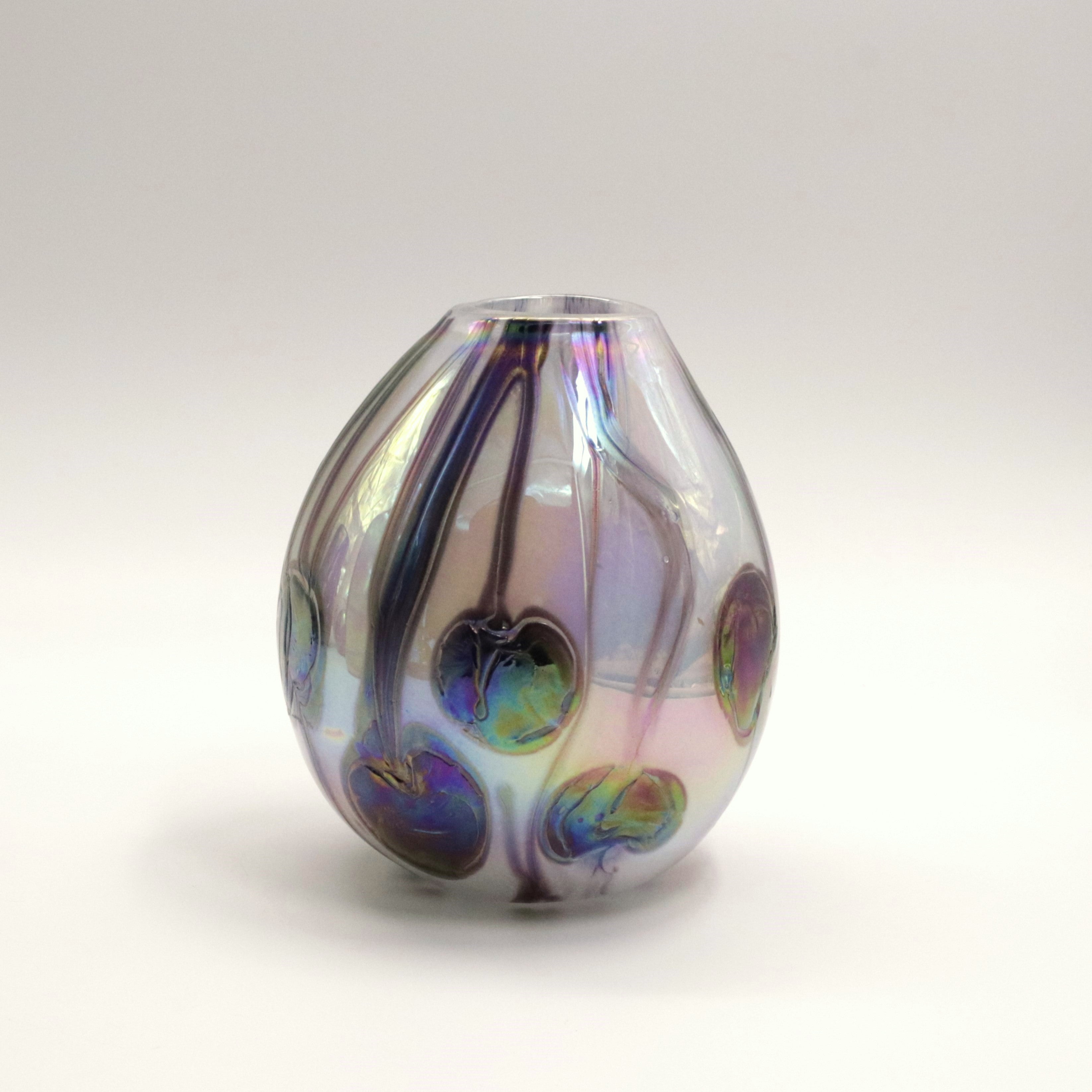 White and Black Lily Trail Glass Vase