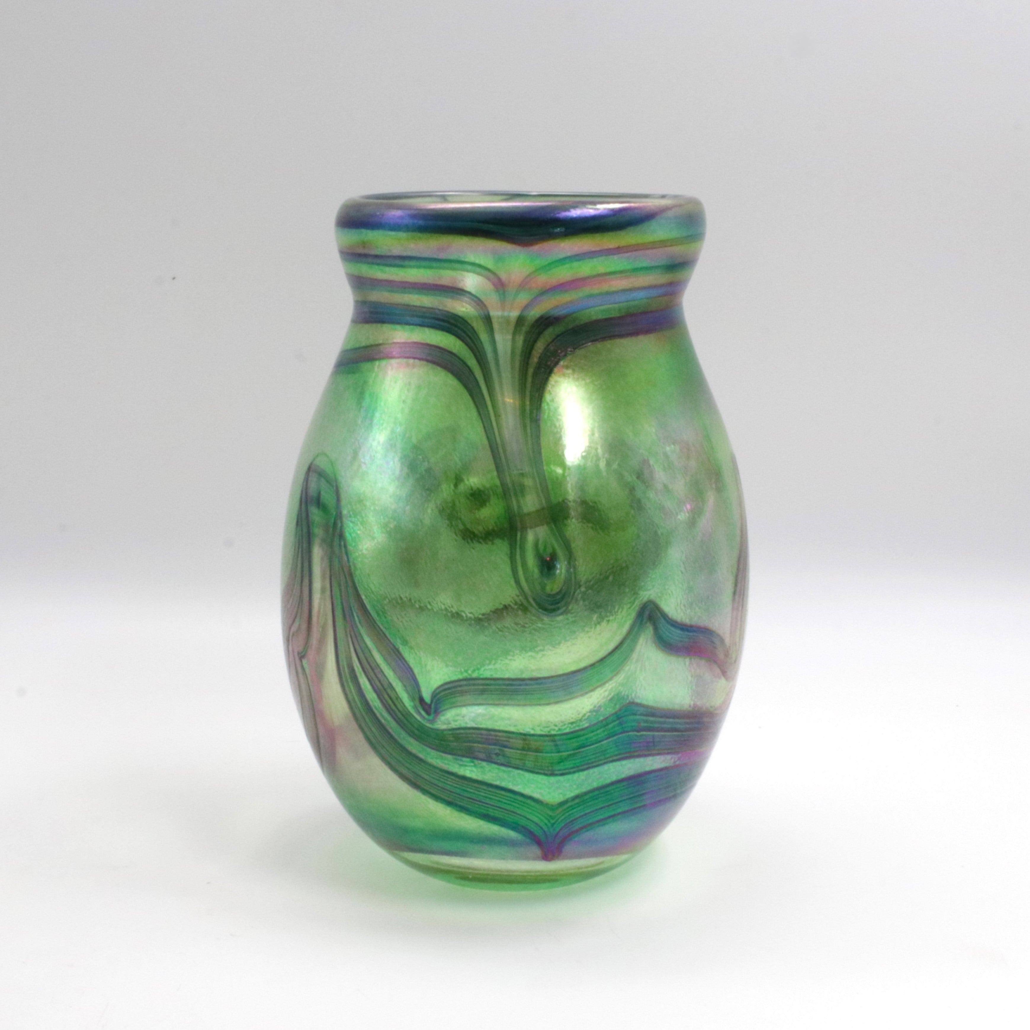 Green and Iridescent Glass Vase