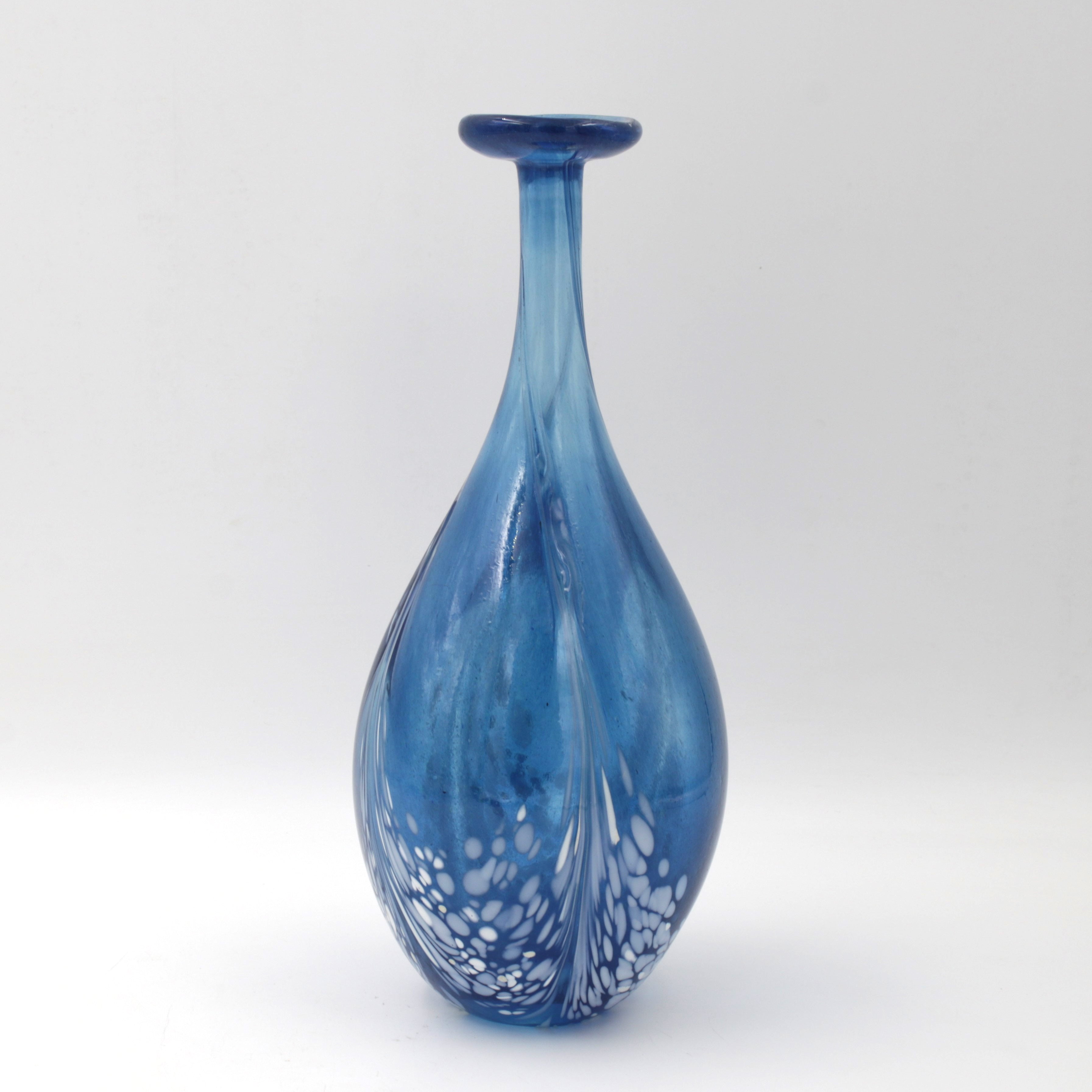 Aquamarine and White Glass Vase