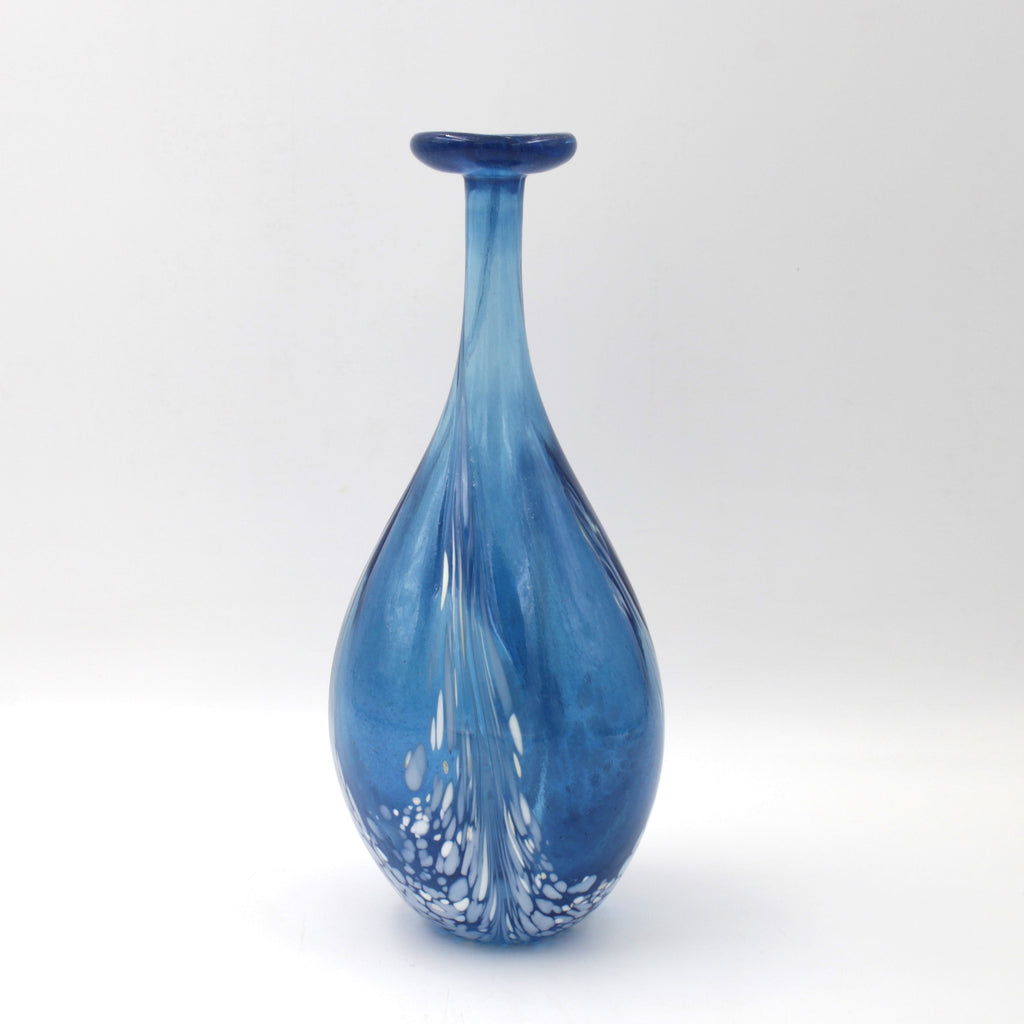 Aquamarine and White Glass Vase