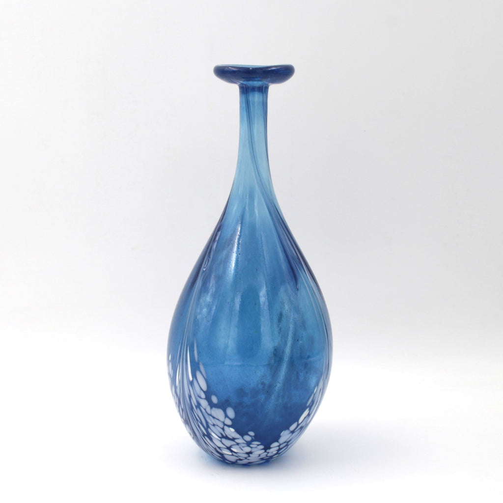 Aquamarine and White Glass Vase