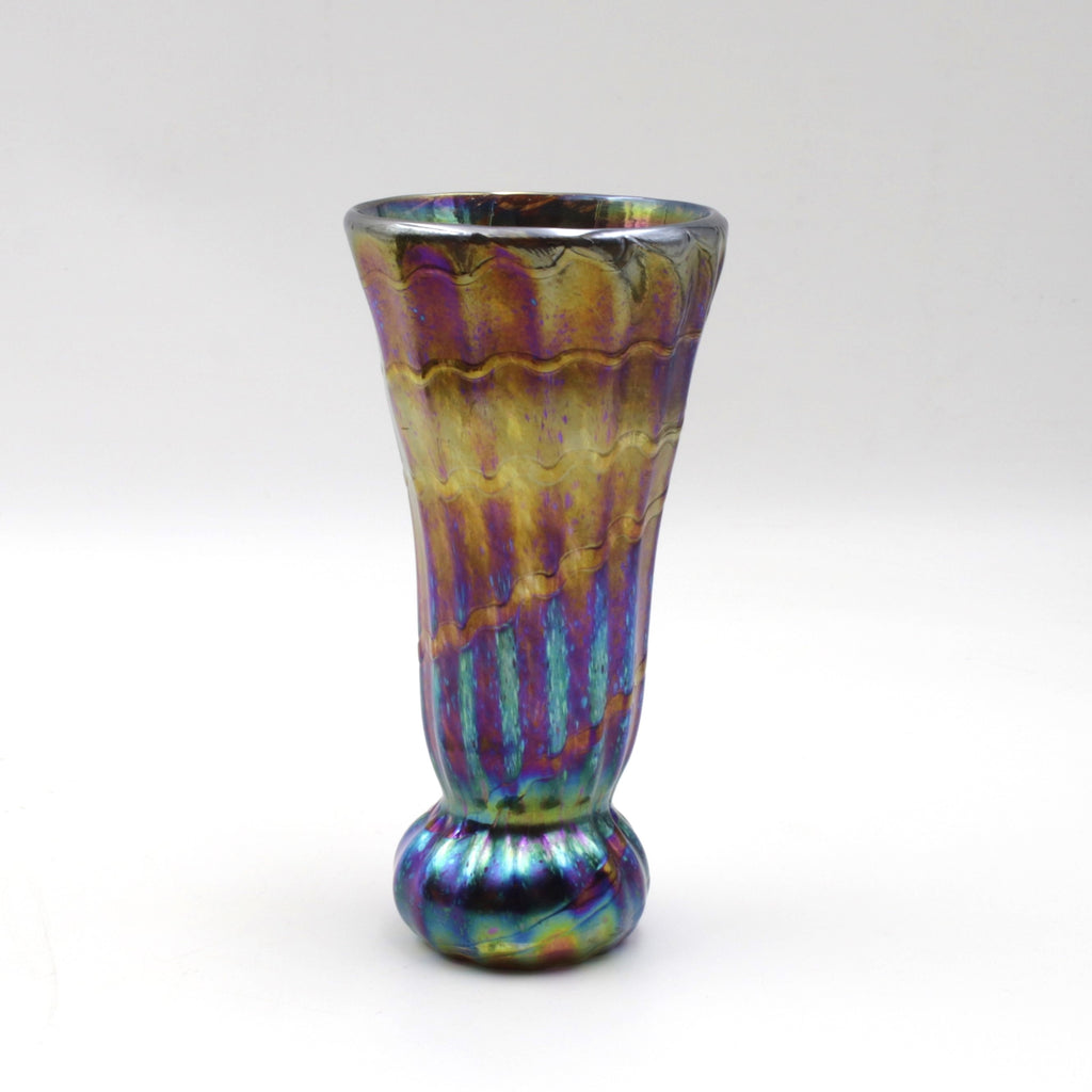 Iridescent Ribbed Vase