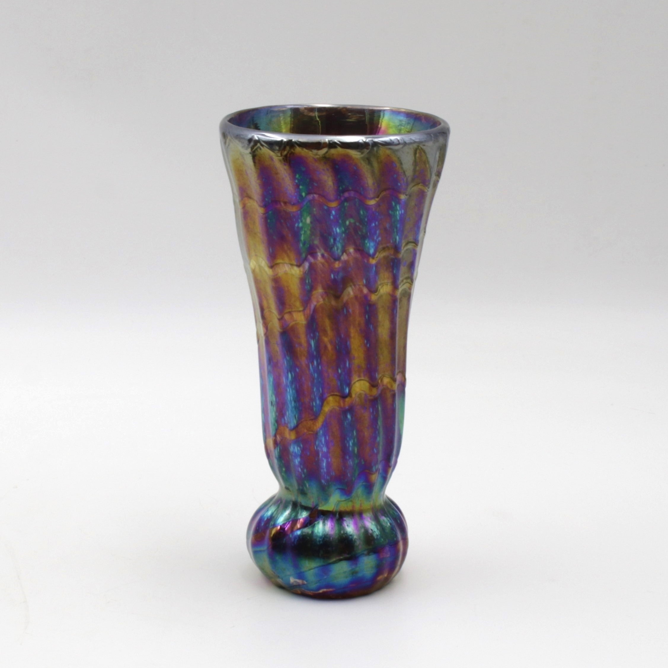 Iridescent Ribbed Vase
