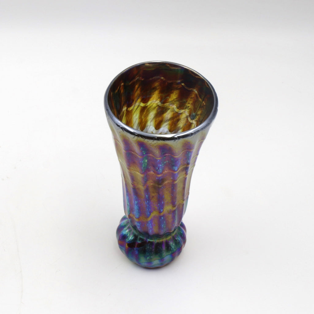 Iridescent Ribbed Vase