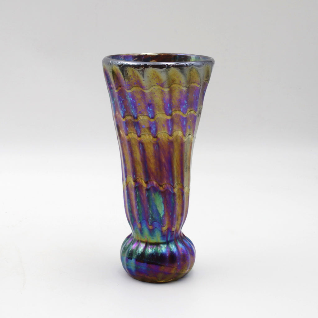 Iridescent Ribbed Vase