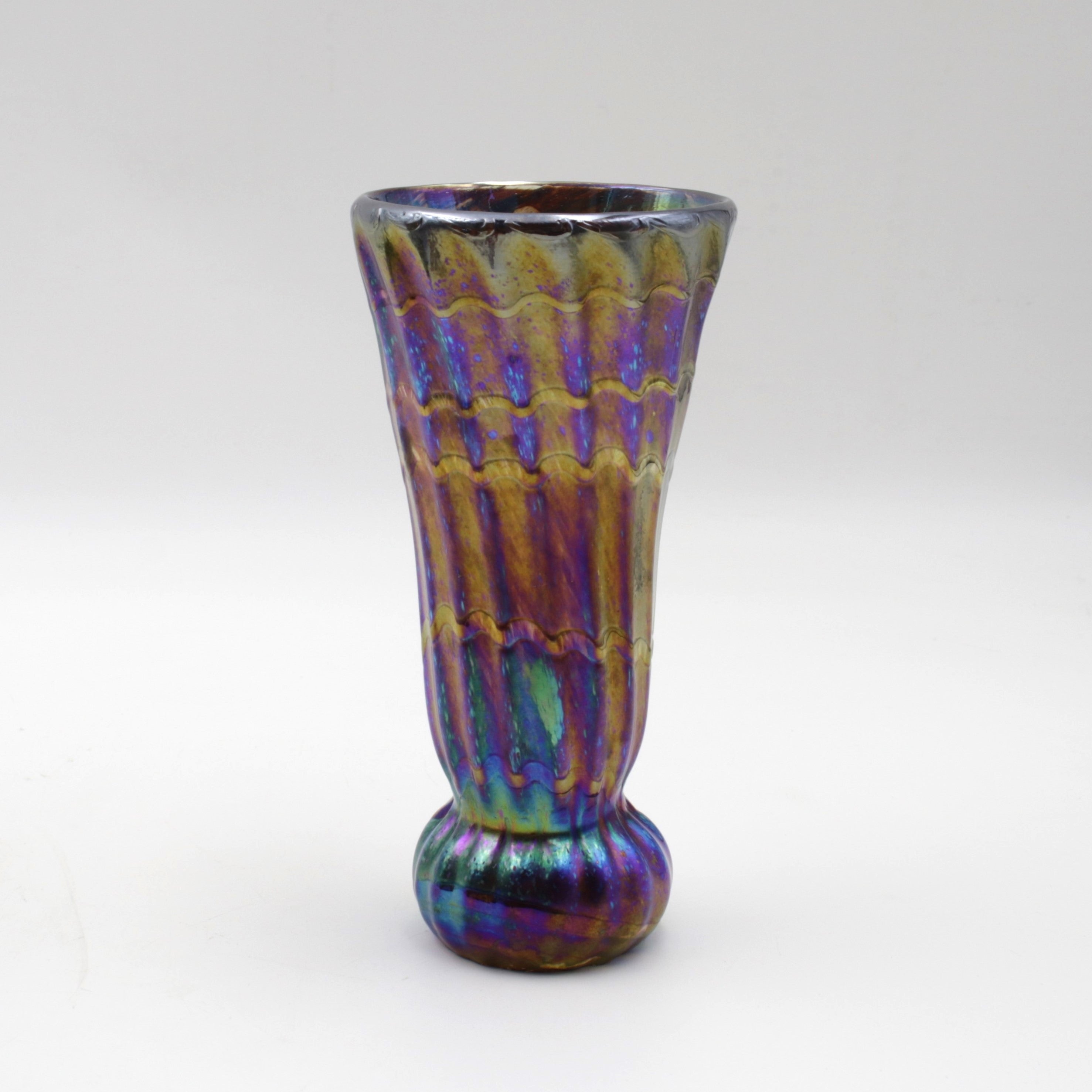 Iridescent Ribbed Vase