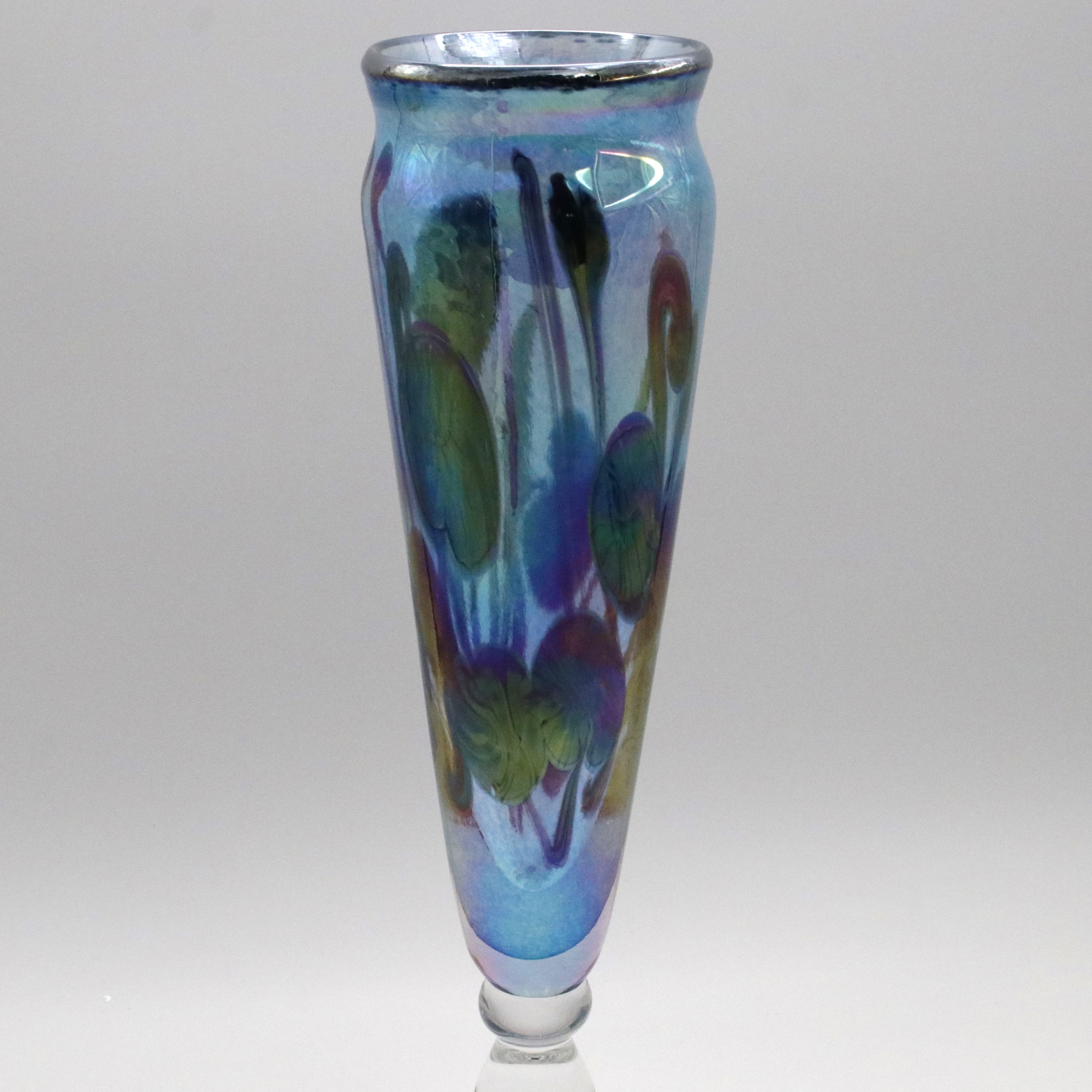 Glass Aquamarine Lily Vase