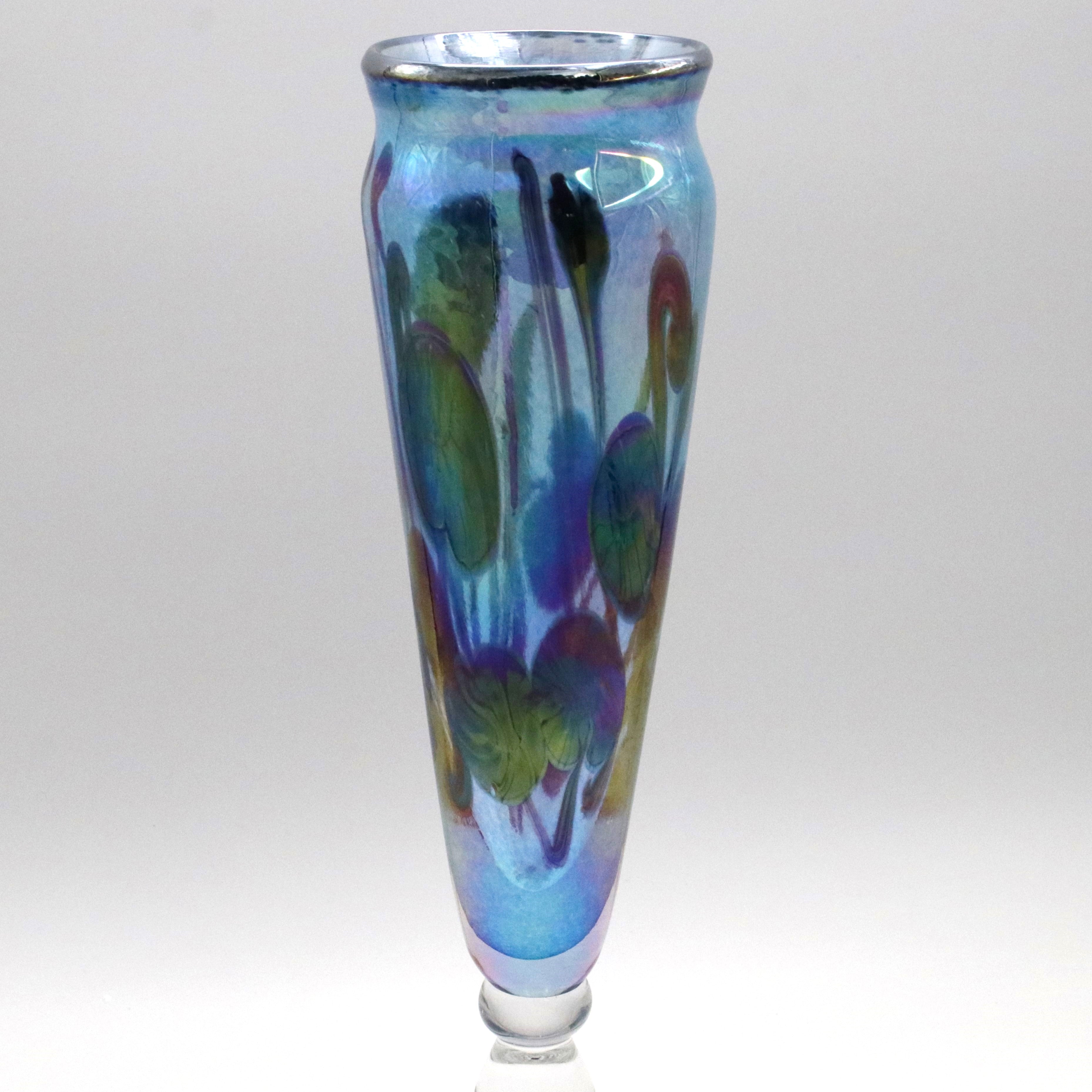 Glass Aquamarine Lily Vase