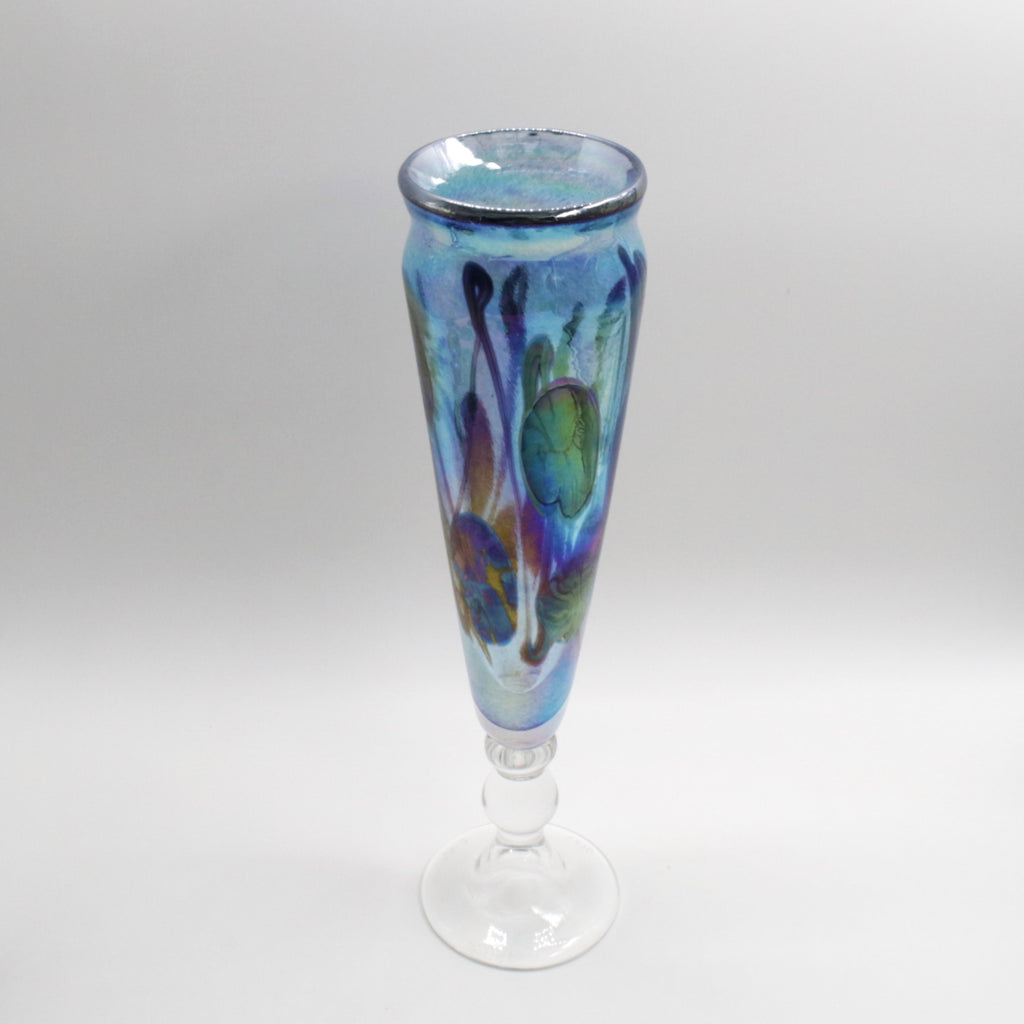 Glass Aquamarine Lily Vase