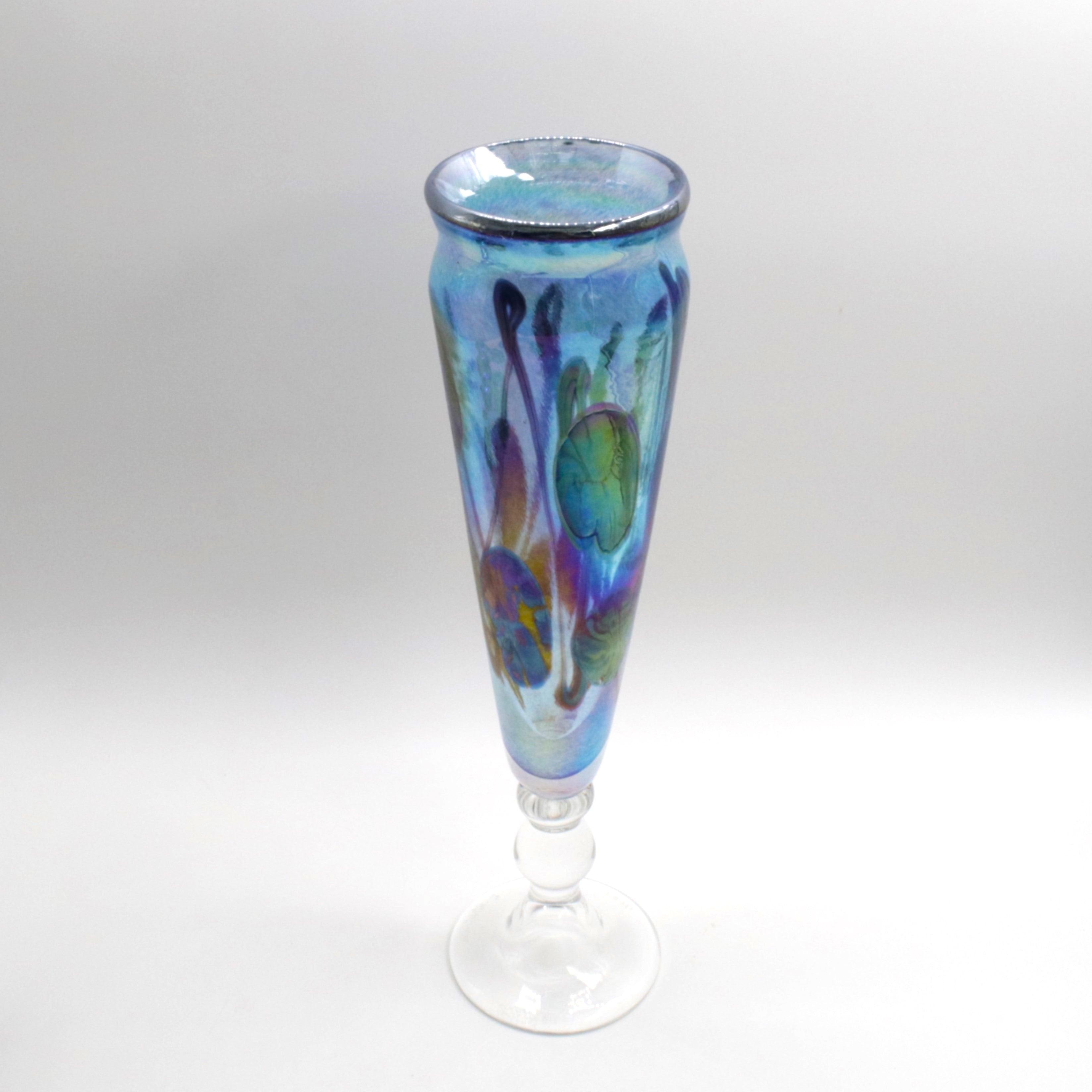 Glass Aquamarine Lily Vase